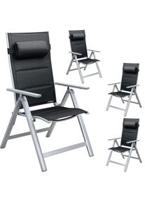 Casaria Gartenstuhl Hochlehner klappbar Bern Premium 4er-Set Silber Alu gepolstert & verstellbar