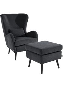 Home Affaire , Guido Maria Kretschmer Home&Living Sessel »Salla«, wahlweise mit oder ohne Hocker; großer Sessel: Maße B/T/H: 78/94/118cm , schwarz