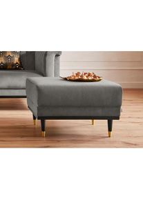 Home Affaire, Hocker &raquo;Chamby&laquo; mit Holzrahmen unten, hellgrau, Luxus-Microfaser Lederoptik (100% Polyester);Samtoptik (100% Polyester), B/H/T: 70 cm x 