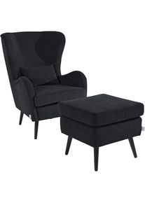 Home Affaire , Guido Maria Kretschmer Home&Living Sessel »Salla«, wahlweise mit oder ohne Hocker; großer Sessel: Maße B/T/H: 78/94/118cm , schwarz