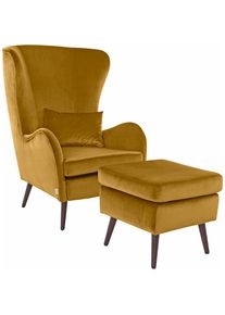 Home Affaire , Guido Maria Kretschmer Home&Living Sessel »Sallito«, incl. Hocker, in 6 Bezugsqualitäten, Sessel B/T/H: 76/85/109 cm , gold