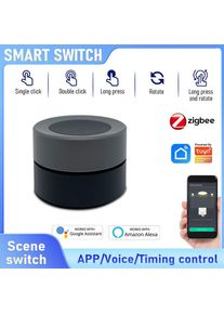 Tuya Zigbee Smart Scene Switch with Knob Dimmer & CCT Control, Wireless Wall Switch, App & Voice Control for Home Automation