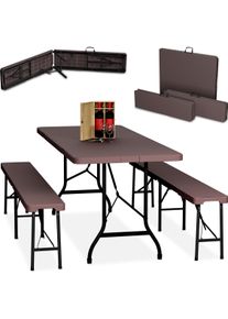 Relaxdays, Gartentisch + Balkontisch, 3-tlg. Bierzeltgarnitur (180 cm)