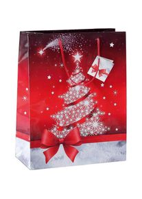 Sigel, Geschenkverpackung, 5 Geschenktaschen Sparkling Tree rot/weiss 17,0 x 23,0 cm (Geschenktüte, 1 x)