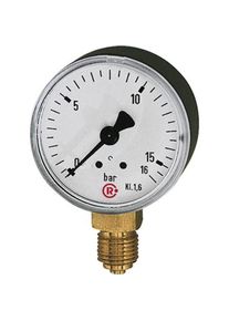 Riegler 101695-106-K Standardmanometer, Kunststoffgeh, G 1/4 unten, 0-10,0 bar, Ø 50, 1Stk, Messtechnik, Schwarz