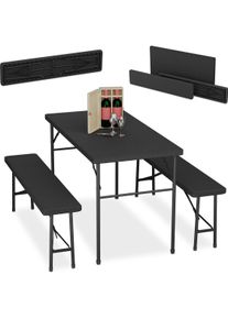 Relaxdays, Gartentisch + Balkontisch, Bierzeltgarnitur (120 cm)