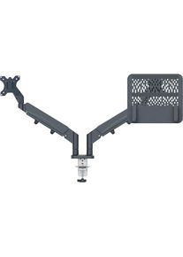 Ergo Braccio salvaspazio per doppio monitor con supporto per laptop Leitz