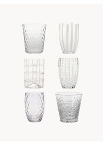 Zafferano Vasos de vidrio soplado artesanalmente Melting Pot Calm, 6 uds. Blanco Vidrio Set de diferentes tamaños