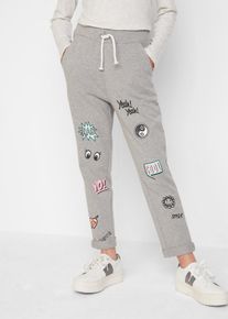 bonprix Pantalón de chándal informal con estampado de cómic, gris, 158