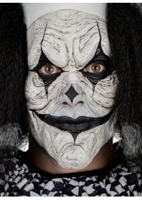 Runzliger Horrorclown Maske zum Ankleben | Halloween Maske | Größe: | Farbe: Weiß