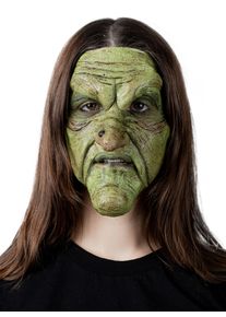 Grüne Hexe Maske zum Ankleben | Halloween Maske | Größe: | Farbe: Grün