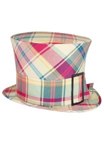 maskworld Englischer Zylinder mit Karomuster in magenta und blau - Pippo