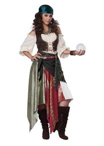 maskworld Verwegene Wahrsagerin Kostüm | Piratenkostüm für Damen | Größe: M | Farbe: Braun