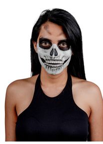 Schedel halfmasker om op te plakken wit