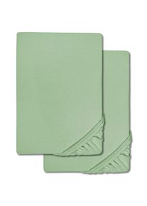 Fitted sheet microfiber interlock jersey green 90 x 190 - 100 x 200 cm double pack