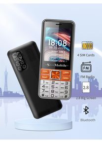 Original Téléphone portable pour personnes âgées quatre cartes Sim 2.8 "grand écran grand bouton poussoir grande batterie cadran