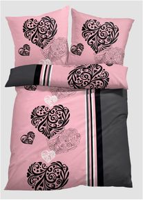 Parure de lit motifs cœurs - rose - taille 135x200 cm avec coton - bonprix