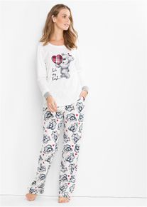 Pyjama - blanc - taille 38/40 (S) - flanelle - bonprix