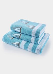 Serviette de toilette motif bateau - bleu - taille 30x50 cm avec coton - bonprix