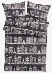 Parure de lit avec maisons - gris - taille 135x200 cm - 100% coton - bonprix