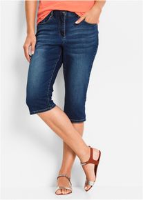 Bermuda en jean taille mi-haute élastiquée - bleu - taille 44 avec coton - bonprix