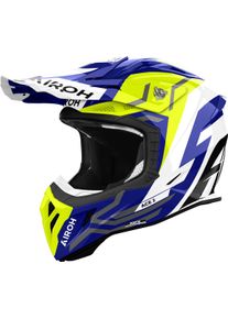 Airoh Aviator Ace 2 Ground, kask krzyżowy , kolor: Biały/Granatowy/Neonowyowy-Żółty , rozmiar: L