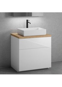neoro n50 Meuble bas l : 80 cm, 2 tiroirs, lavabo l : 58 cm blanc mat,, BN0065WM+BN0442WH+BN0402W1,