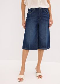 bonprix Mujer, Bermudas vaqueras mid waist, low stretch, azul, 54