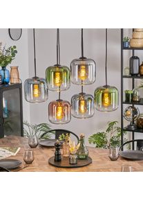 hofstein Lauden Suspension, Suspension Bleu, Vert, Clair, Cuivré, Fumé, 6 lumières
