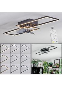 hofstein Hyacinthe Plafonnier, Ventilateur de plafond lumineux LED Chrome, Noir, 1 lumière, Télécommandes