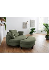 ATLANTIC HOME COLLECTION Loveseat »Ravi«, XXL- Sessel, inklusive Stauraumhocker, Rückenkissen, drei Zierkissen