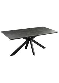 Mid.you Esstisch , Schwarz, Dunkelgrau , Metall, Keramik, Holzwerkstoff , rechteckig , Flachrohr , 90x76x180 cm , Esszimmer, Esstische, Esstische