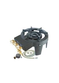 Meva Estufa de gas para catering de hierro fundido real 9.8 kw 4 pies 3 grifos + manguera de gas y regulador