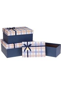 Rozette, Geschenkverpackung, Geschenkbox mit Schleife, 3 Stück, ROSETTE kariert (Geschenkbox, 3 x)