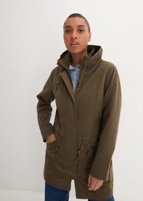 Parka corto in cotone a collo alto con coulisse, Verde, Taglia 44, bonprix