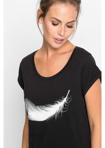 Camicia da notte corta in puro cotone biologico, Nero, Taglia 58/60 (XXL), bonprix