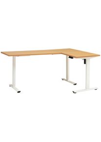 Mid.you Eckschreibtisch , Weiß, Eichefarben , Metall, Holzwerkstoff , rechteckig , eckig , 120x74.5-119x180 cm , höhenverstellbar , Büromöbel,