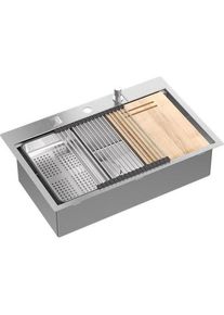 Q Company, Spülbecken, BURT Workstation SteelQ Spüle 1-Becken-Spüle b