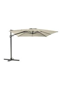 METRO PROFESSIONAL Sombrilla colgante cuadrada, sin faldón, aluminio/acero, 3 x 3 m, con manivela y función de inclinación, beige/gris