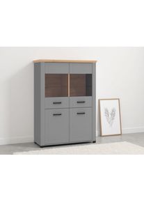 Home Affaire Vitrine »Valencia« 2 Türen mit 4mm-Sicherheitsglas in grau, Größe B/H/T: 103,5 cm x 143 cm x 41 cm