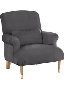 Home Affaire XXL-Sessel »Cholet Sessel« mit Zierkissen und Beinen aus Eiche in grau, Größe B/H/T: 86 cm x 95 cm x 95 cm