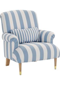 Home Affaire XXL-Sessel »Cholet Sessel« mit Zierkissen und Beinen aus Eiche in blau, Größe B/H/T: 86 cm x 95 cm x 95 cm