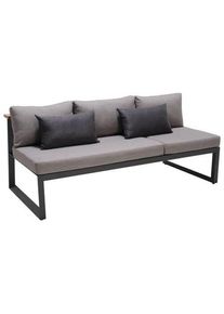 Amatio Gartenbank , Anthrazit, Dunkelgrau, Beige, Teakfarben , Holz, Metall, Textil , Recyclingholz, Teakholz , Hartholz , 201x85x89 cm , FSC ,