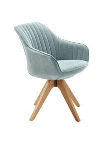 Armlehnstuhl , Hellblau , Textil , Eiche , massiv , eckig , 60x83x65 cm , Stoffauswahl, Sitzfläche 360° drehbar , Esszimmer, Stühle, Polsterstühle