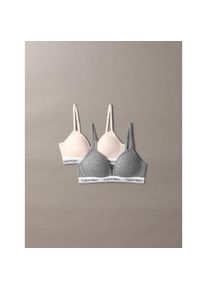 Calvin Klein Underwear , Triangel-BH »2PK TRIANGLE«, mit Logobund , rosa + grau , N-Gr , 140/146 -N-Gr , 140/146 , 2er-Pack Triangel-BH von CALVIN...