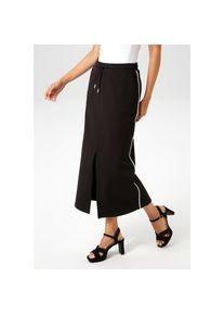 Aniston CASUAL , Maxirock, mit kontrastfarbigen Piping an den Seitennähten , schwarz-weiß , 42 , 42 , Rock aus innen angerauter Sweat-Qualität