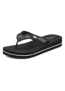 Venice Beach, Damen, Badezehentrenner &raquo;Sandale, Pantolette&laquo; Zehentrenner, Badeschuh ultraleicht mit Glitzerband VEGAN, schwarz, 35, schwarz, Flip Flop