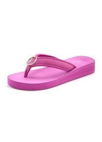 Lascana, Damen, Badezehentrenner &raquo;Sandale, Pantolette, &laquo; Zehentrenner, Badeschuh mit Ringapplikation "Italy" VEGAN, pink, 40, pink, Weicher und 