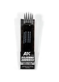 AK Interactive, Pinsel, Set 5 Pinceles De Silicona Dureza Media. Tamaño Pequeño / Set Of 5 Silicone Brushes Medium Hard Tip