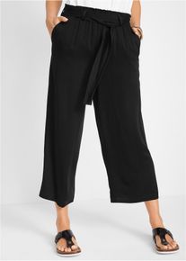 bonprix Mujer, Culotte de viscosa con cinturón, negro, 46